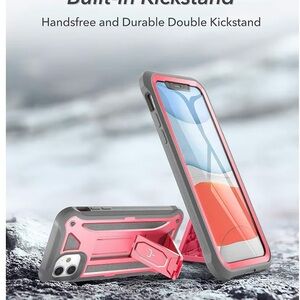 Durable BLACK Phone Case w/Kickstand. Pic 1&2 are stock photos. Scroll thru pics